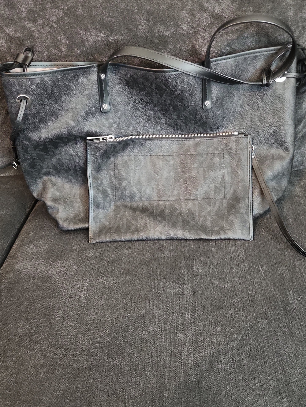 Michael Kors Men's Black MK Logo Tote with Removable Zip Pouch